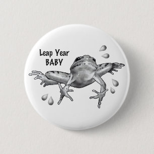 Leap Year Baby: Leaping Frog in Pencil 6 Cm Round Badge