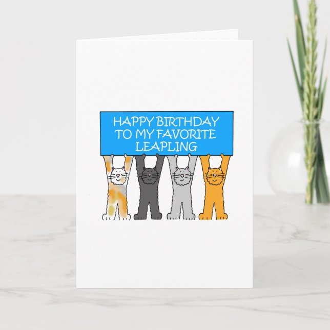 Leap Year Birthday American Spelling Card (Front)