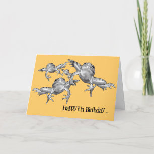 Leap Year Birthday: Leaping Frogs: Pencil Drawing Card