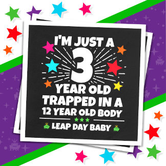 Leap Year Birthday Party 12th Birthday Leap Day Napkin