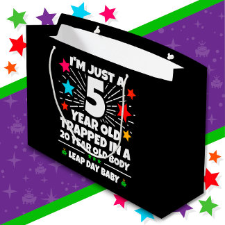Leap Year Birthday Party 20th Birthday Leap Day Large Gift Bag