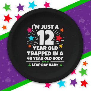 Leap Year Birthday Party 48th Birthday Leap Day Paper Plate