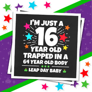 Leap Year Birthday Party 64th Birthday Leap Day Napkin