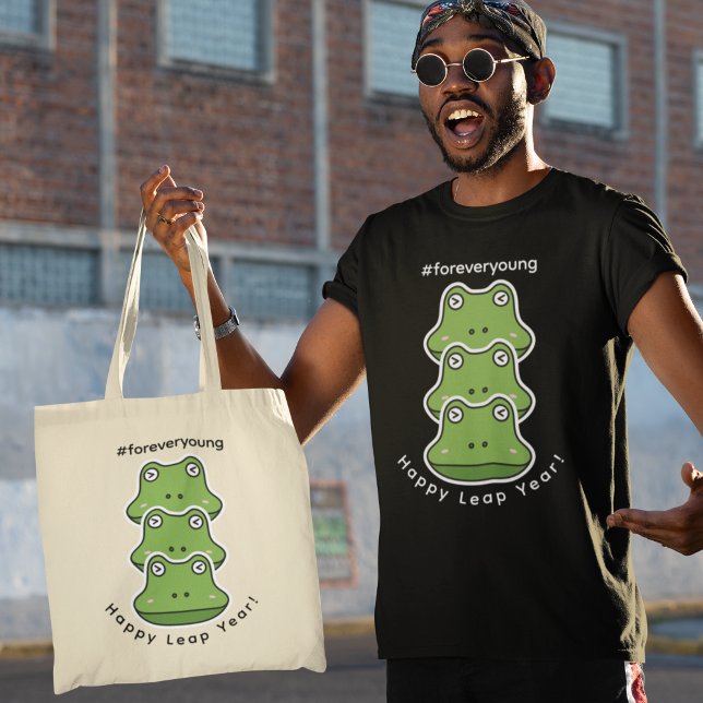 Leap Year Forever Young 3 Frogs Feb 29 Celebration Tote Bag (Creator Uploaded)