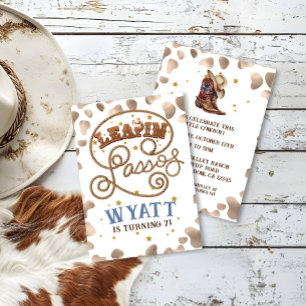 Leapin' Lassos Cowboy Rodeo Western Birthday Party Invitation