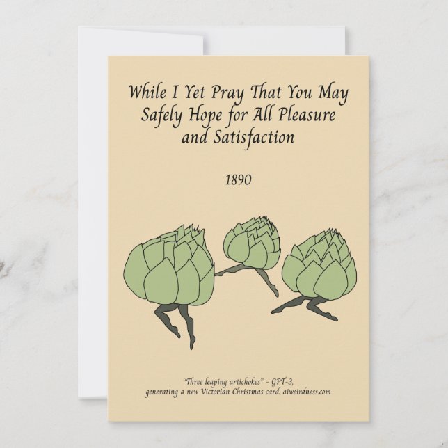 Leaping artichokes AI-generated victorian holiday  Card (Front)