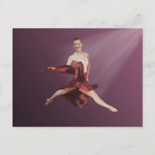 Leaping Ballerina in Red and Lavender Postcard