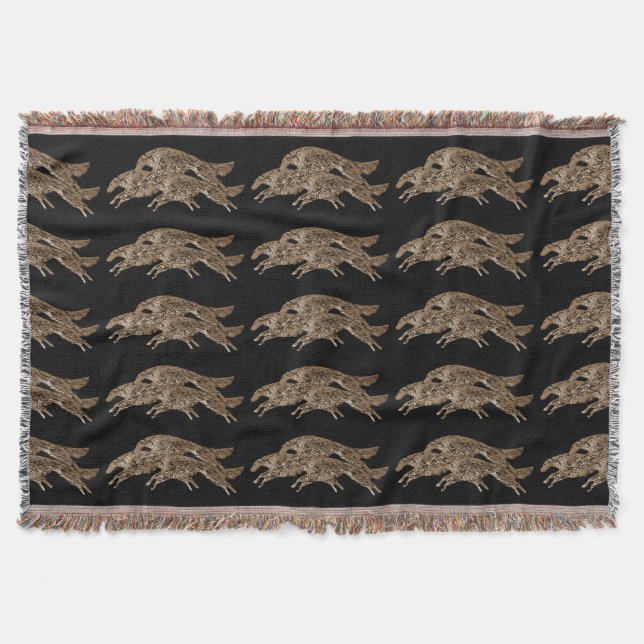 Leaping Borzoi Blanket Throw (Front)