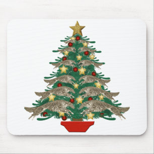 Leaping Borzoi Christmas Tree Mouse Pad