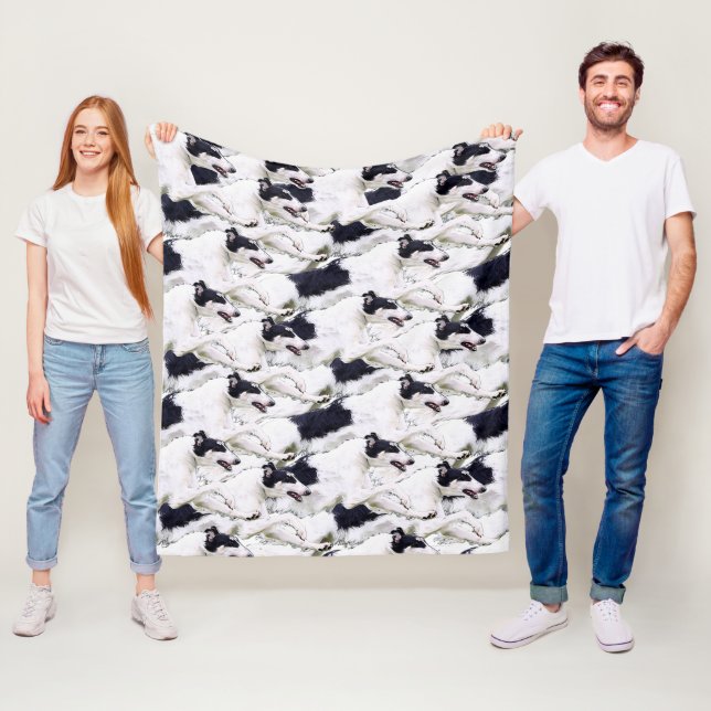 Leaping Borzoi Plush Fleece Throw Blanket (In Situ)