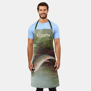 Leaping Brook Trout by S.A. Kilbourne Vintage Fish Apron