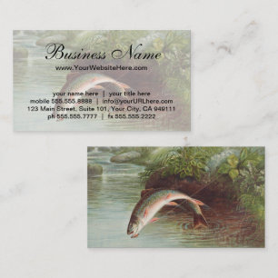 Leaping Brook Trout by S.A. Kilbourne Vintage Fish Business Card