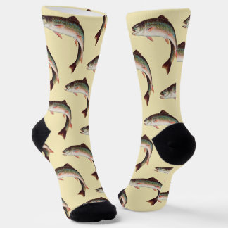 Leaping Brook Trout by S.A. Kilbourne Vintage Fish Socks