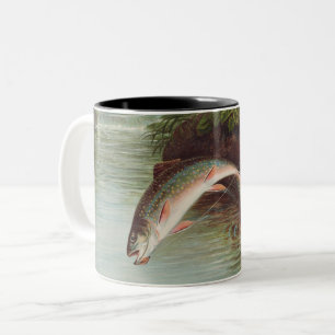 Leaping Brook Trout by Samuel Kilbourne (1874) Two-Tone Coffee Mug