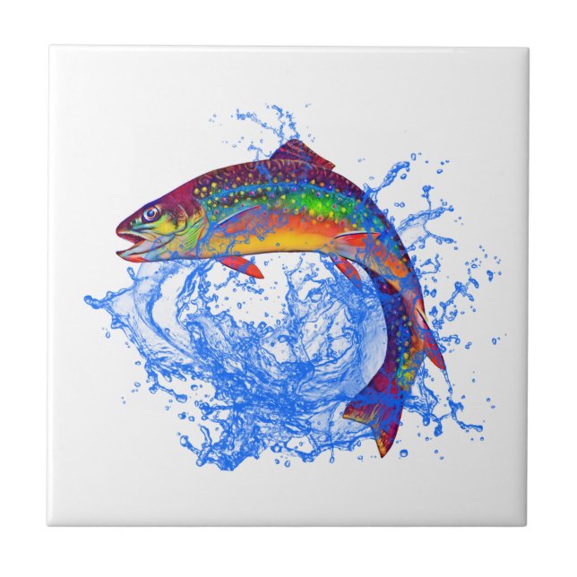 Leaping Brook Trout    Tile (Front)