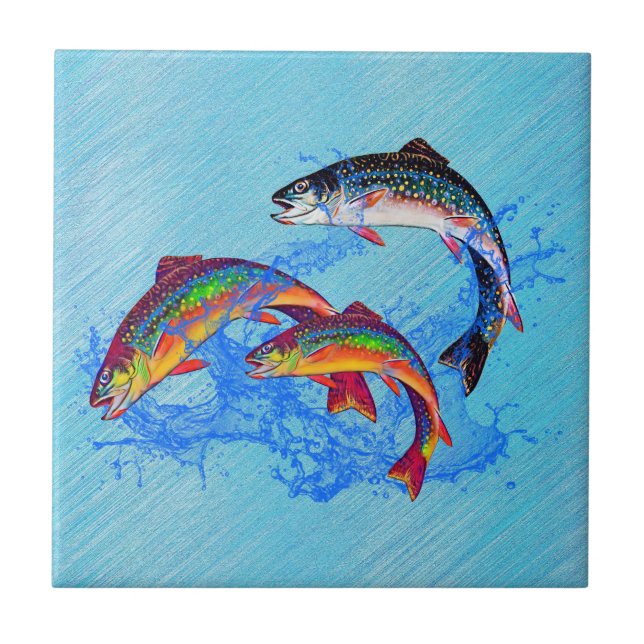 Leaping Brook Trout    Tile (Front)