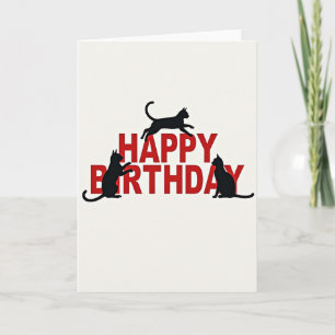 Leaping Cat Birthday Card