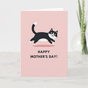 Leaping Cat Mothers Day Card
