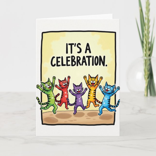 Leaping Cats Birthday Card (Front)