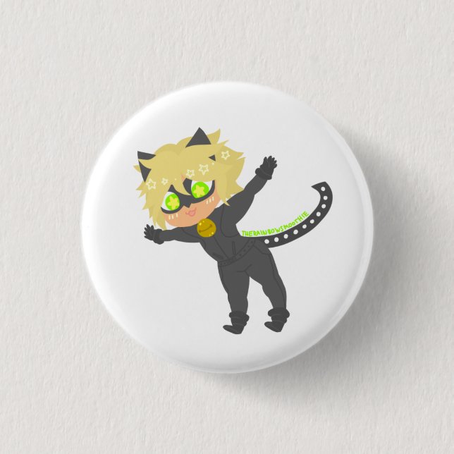 Leaping Chat Noir Button (Front)