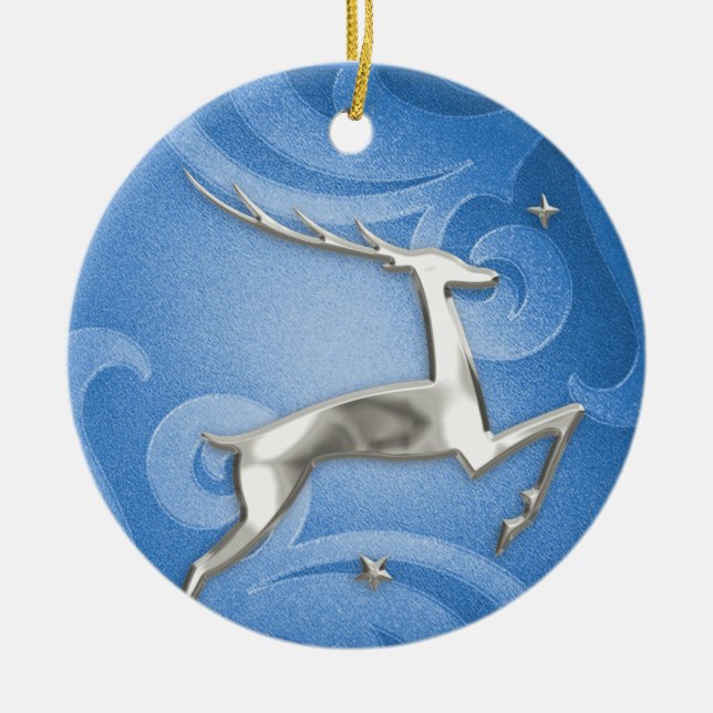 Leaping Deer Christmas Ornament (Front)
