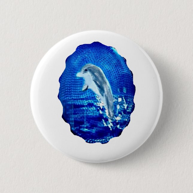 Leaping Dolphin Art 6 Cm Round Badge (Front)