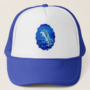 Leaping Dolphin Art Blue Trucker Hat