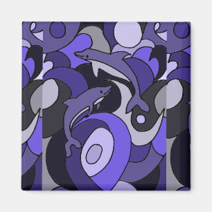 Leaping Dolphins Art Abstract Magnet