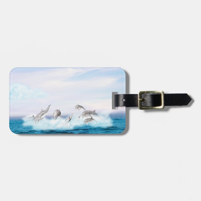Leaping Dolphins Luggage Tag (Front Horizontal)