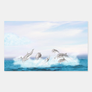 Leaping Dolphins Rectangular Sticker