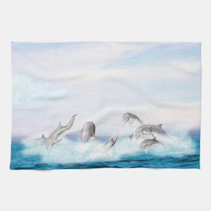 Leaping Dolphins Tea Towel