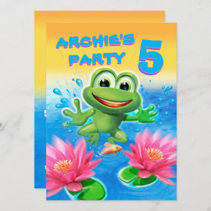 Leaping frog birthday custom party invitation