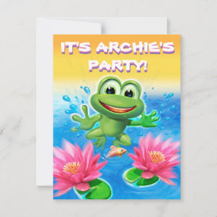 Leaping frog birthday custom party invitation