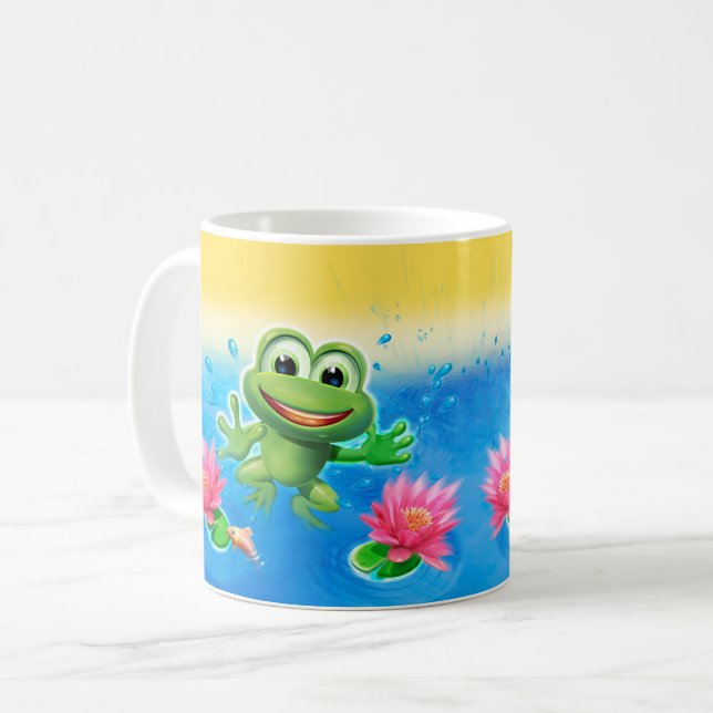 Leaping frog party ceramic mug gift (Front Left)