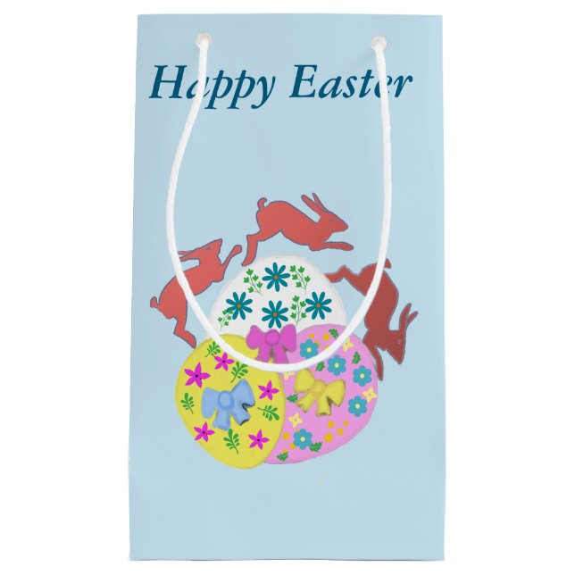 Leaping Hares editable Easter Small Gift Bag (Front)