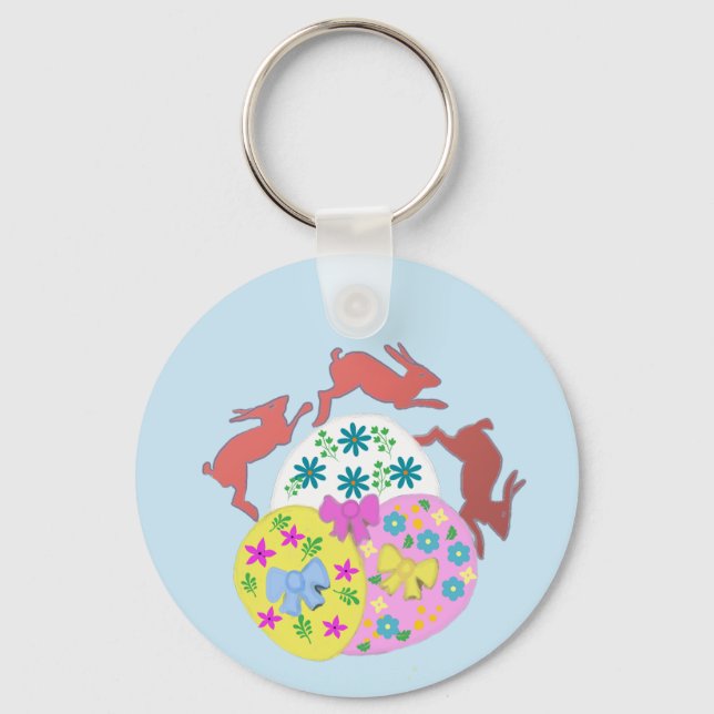 Leaping Hares  Key Ring (Front)