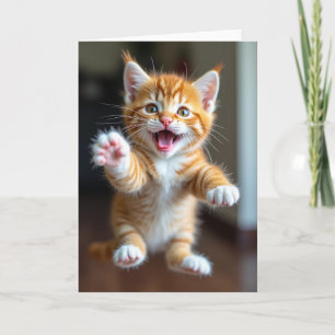 Leaping Kitten Birthday Card