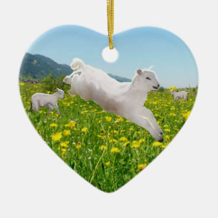 Leaping Lambs Easter Ceramic Tree Decoration