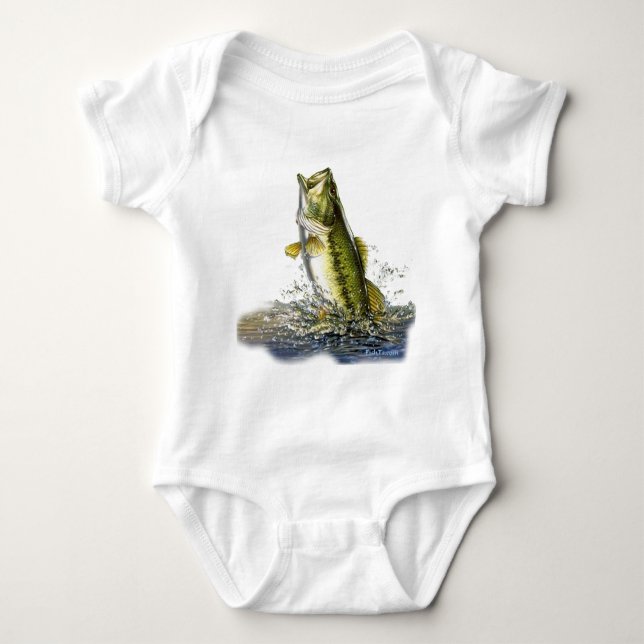 Leaping largemouth bass baby bodysuit (Front)