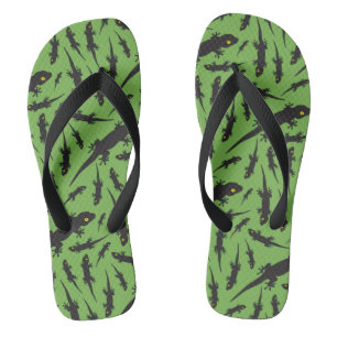 Leaping Lizard Reptile Bright Green Gecko Jandals