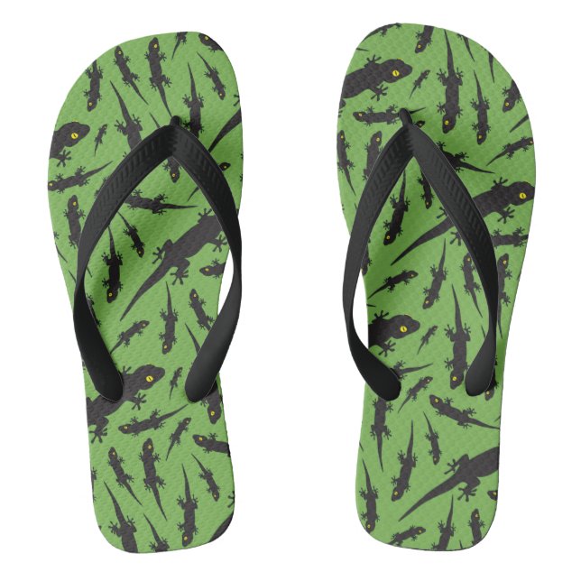 Leaping Lizard Reptile Bright Green Gecko Jandals (Footbed)