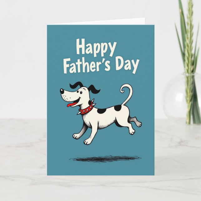Leaping Pup Fathers Day Card (Front)