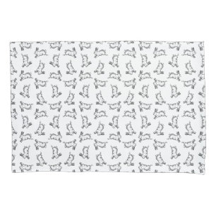 Leaping Rabbit Cute Vintage Art CUSTOM BG COLOR Pillowcase