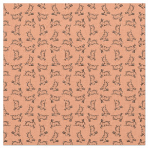 Leaping Rabbit Cute Vintage Bunny CUSTOM BG COLOR Fabric