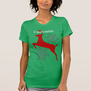 Leaping Red Deer Snowflakes Thunder_Cove T-Shirt