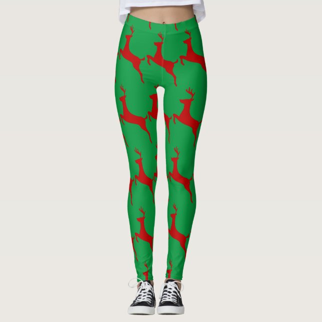 Leaping Red Deer Thunder_Cove Leggings (Front)