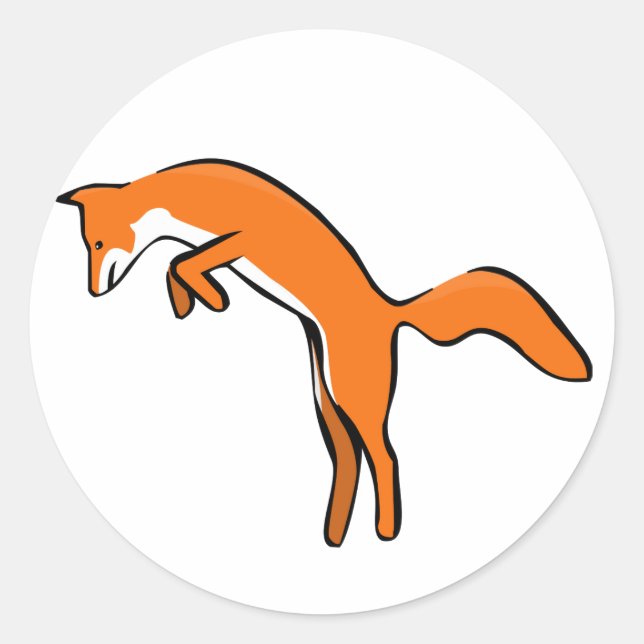 Leaping Red Fox Classic Round Sticker (Front)