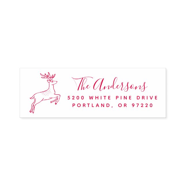 Leaping Reindeer Holiday Return Address Self-inking Stamp (Design)
