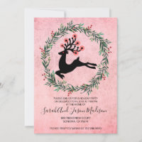 Leaping Reindeer In Holly Wreath Holiday Party