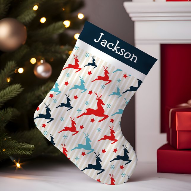 Leaping Reindeer Monogram Small Christmas Stocking (Creator Uploaded)